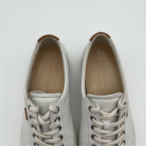 ECCO SOFT 7 White Leather Sneakers Women’s Size 7 (38) Shoes Orthotic Oxfords - Picture 9 of 11